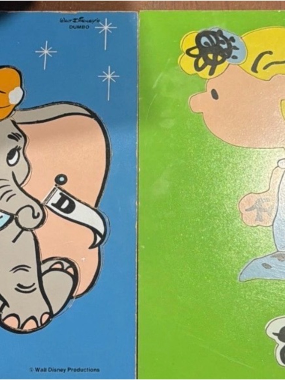 Vintage Playskool Wooden Puzzles Walt Disney Dumbo Charlie
Brown Sally